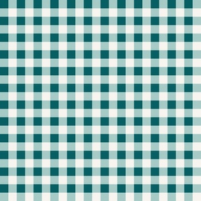 Teal and Cream Winter Plaid 3 inch