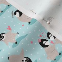 Small Cutest Baby Penguin Party Polka Dot, Ice Blue
