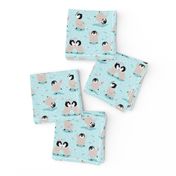 Small Cutest Baby Penguin Party Polka Dot, Ice Blue