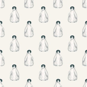 Winter Watercolor Penguins on Cream 12 inch