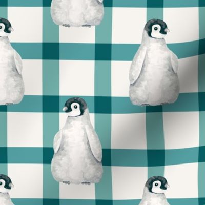 Baby Penguin Winter Plaid 12 inch