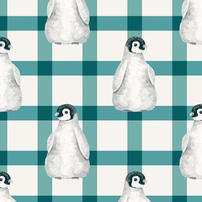 Baby Penguin Winter Plaid 24 inch