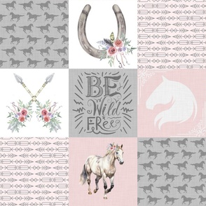 Soft Pink Gray Horse Patchwork