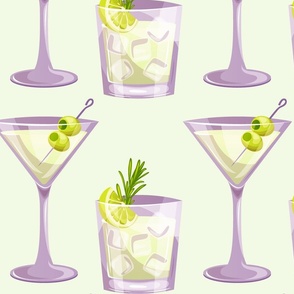 Gin and Tonic or Gimlet with Lime and Rosemary plus Gin Martinis