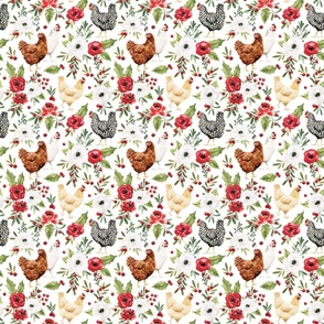 Holly and Pine Christmas Chicken Floral on White 6 inch