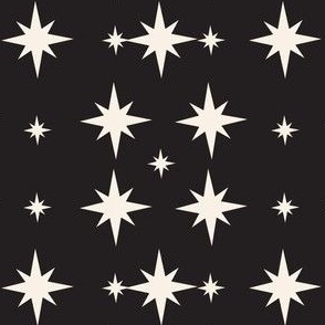 French Country Star Geometric in Ecru on Black