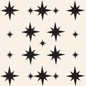 French Country Star Geometric in Black and Ecru Neutral