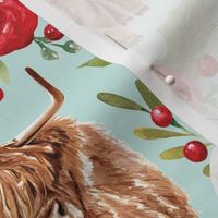 Watercolor Highland Cows and Holiday Floral 12 inch