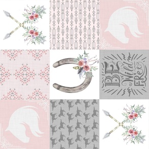 Soft Pink Gray Horse Patchwork Rotated