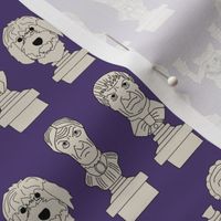 Haunted Scary Face Busts on Purple - 2 inch