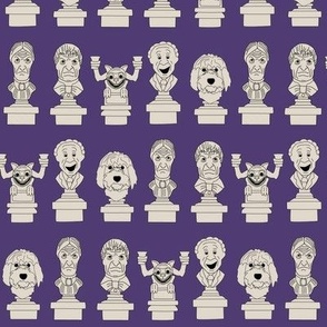 Haunted Scary Face Busts on Purple - 2 inch