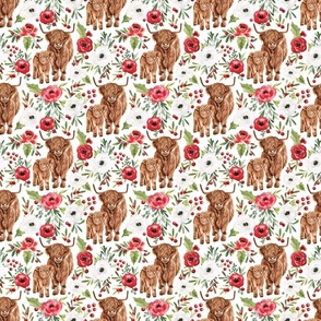 Holiday Highland Cow Winter Floral 6 inch
