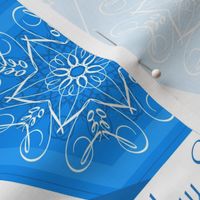Calligraphic Snowflake napkins (or coasters, or ornaments...) in ice blue