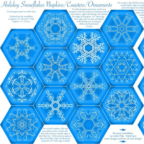 Calligraphic Snowflake napkins (or coasters, or ornaments...) in ice blue