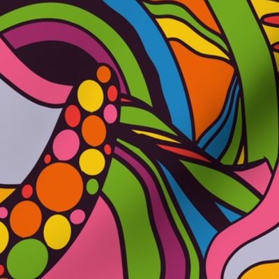 Super Maximal retro colorful psychedelic groovy mod 1960s 1970s Pop Art