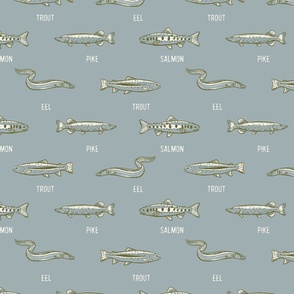 Freshwater Fishes: Salmon, Trouts and Pikes Retro - “Cabin By The Lake” Collection #P230426