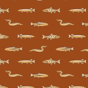 Freshwater Fishes: Salmon, Trouts and Pikes Retro - “Cabin By The Lake” Collection #P230425