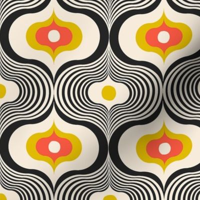 Geometric Psychedelic Retro Colors / Black and Yellow / Small Scale