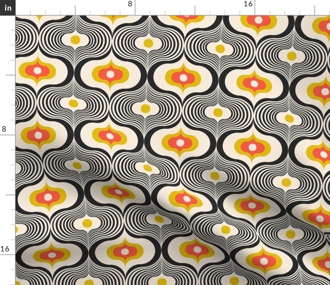 Geometric Psychedelic Retro Colors / Black and Yellow / Small Scale