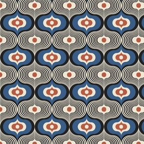 Geometric Psychedelic Retro Colors / Dark Blue and Red / Small Scale