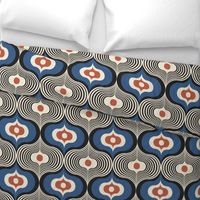 Geometric Psychedelic Retro Colors / Dark Blue and Red / Large Scale or Wallpaper