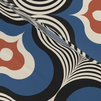 Geometric Psychedelic Retro Colors / Dark Blue and Red / Large Scale or Wallpaper