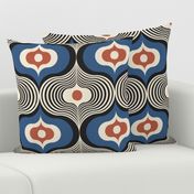 Geometric Psychedelic Retro Colors / Dark Blue and Red / Large Scale or Wallpaper