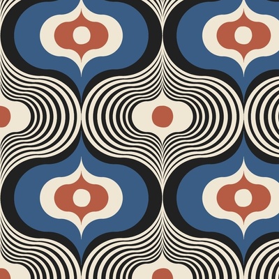 Retro groovy background. Vintage trippy psychedelic wallpaper