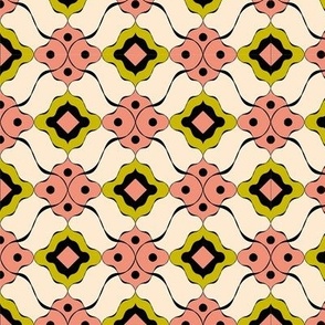 Delicate Geometric Pattern, Retro Inspiration / Yellow / Small Scale