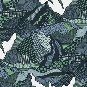 Patterned Mountain Ranges, Navy Tones