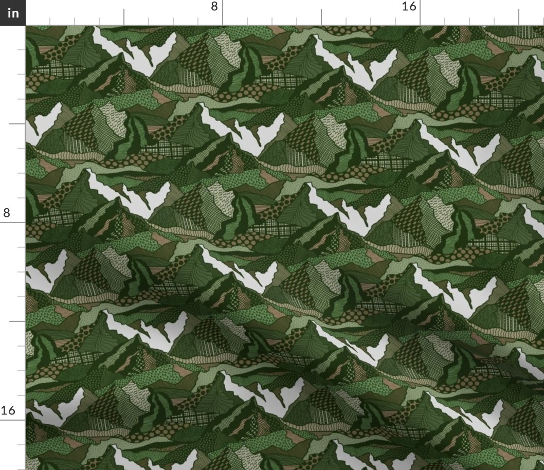 Patterned Mountain Ranges, Forest Green