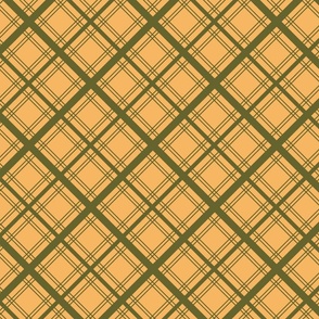 Retro Plaid: Vibrant Yellow and Green Vintage-Inspired Design Pattern #P230429 | “Cabin by the lake” Collection