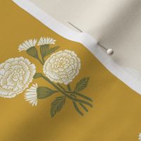 MEDIUM Marigolds wallpaper - block print wallpaper mustard 8in