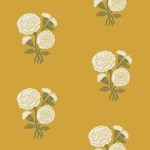 LARGE Marigolds wallpaper - block print wallpaper mustard 10in
