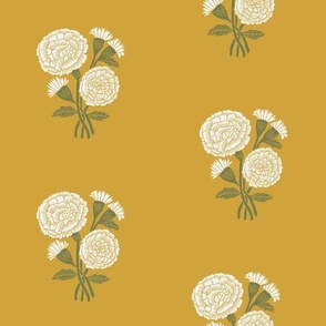 XLARGE Marigolds wallpaper - block print wallpaper mustard 12in