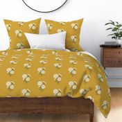 JUMBO Marigolds wallpaper - block print wallpaper mustard