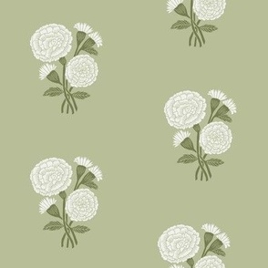 MEDIUM Marigolds wallpaper block print floral home decor wallpaper 14-0216 tpx Lint 8in