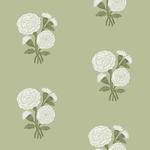 LARGE Marigolds wallpaper block print floral home decor wallpaper 14-0216 tpx Lint 10in