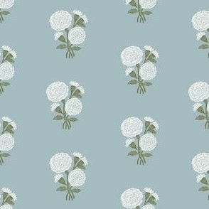 XSMALL Marigolds wallpaper block print floral home decor wallpaper 14-4506 TPX Ether 4in