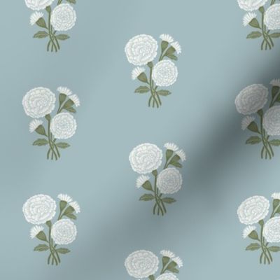 SMALL Marigolds wallpaper block print floral home decor wallpaper 14-4506 TPX Ether 6in