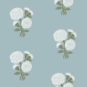 SMALL Marigolds wallpaper block print floral home decor wallpaper 14-4506 TPX Ether 6in