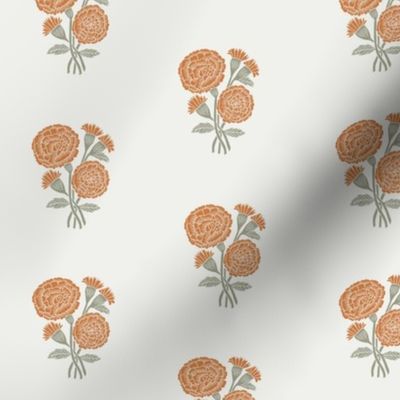 SMALL Marigolds wallpaper block print floral home decor wallpaper 16-1346 TPX Golden Ochre 6in