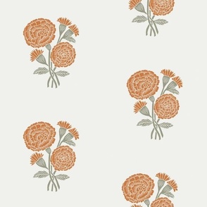 XLARGE Marigolds wallpaper block print floral home decor wallpaper 16-1346 TPX Golden Ochre 12in
