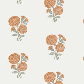 JUMBO Marigolds wallpaper block print floral home decor wallpaper 16-1346 TPX Golden Ochre