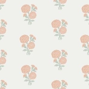 XSMALL Marigolds wallpaper block print floral home decor wallpaper 15-1319 TPX Almost Apricot 4in