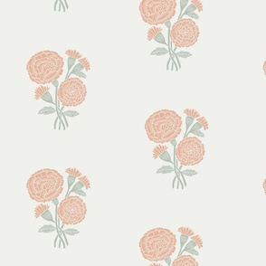 JUMBO Marigolds wallpaper block print floral home decor wallpaper 15-1319 TPX Almost Apricot