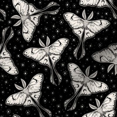 Luna Moths in Black and Cream
