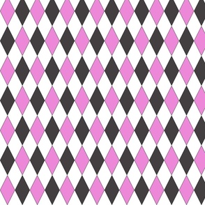 Pink and Charcoal Gray Diamond Argyle with Black Border