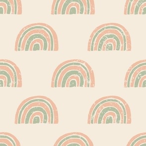 Rainbow block print pink blush green