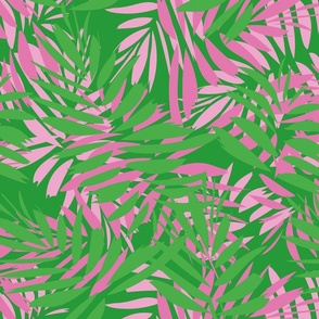 tropical leaves in pink and green by rysunki_malunki